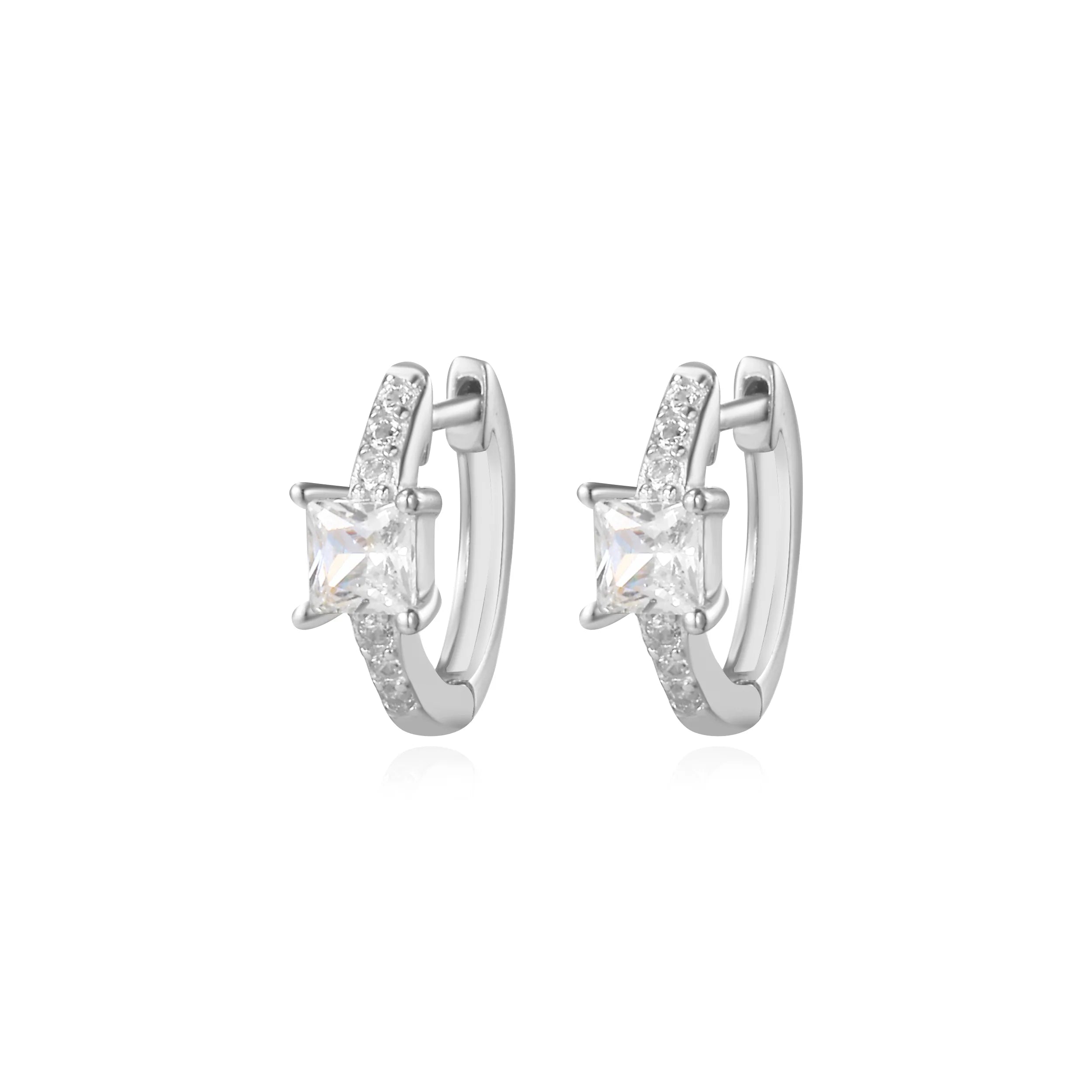 Ana Square Diamond Hoop Earrings