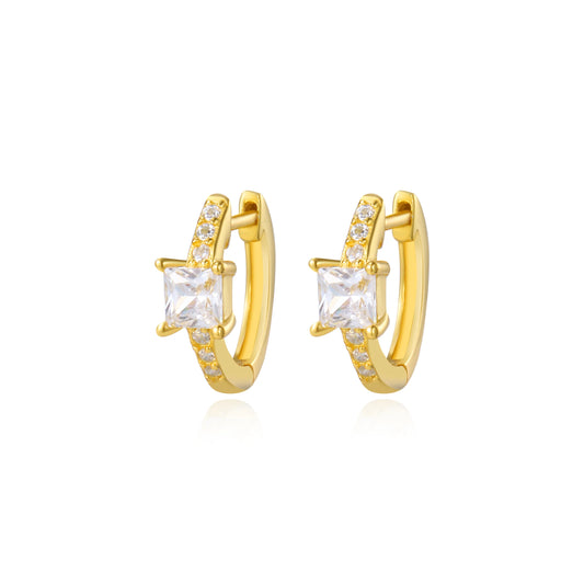 Ana Square Diamond Hoop Earrings