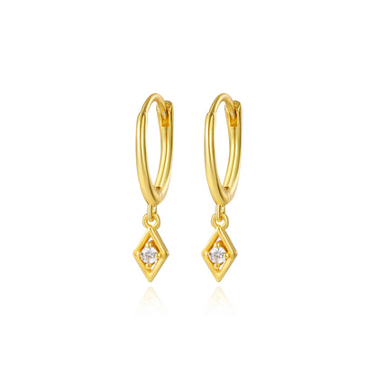 Rachel Rhombus Charm Hoop Earrings