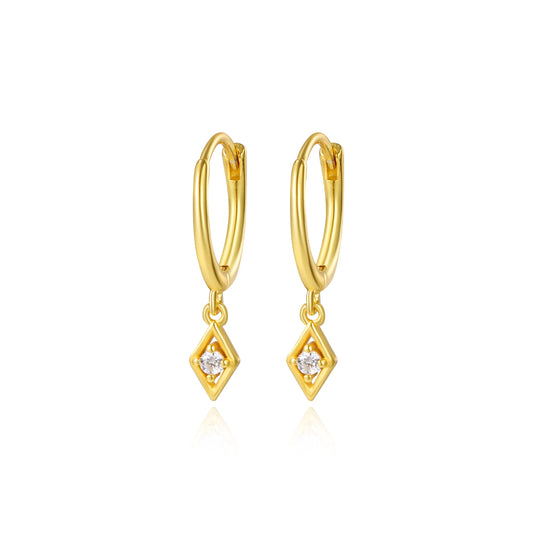 Rachel Rhombus Charm Hoop Earrings