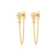 Agatha Sunflower Dangling Chain Stud Earrings