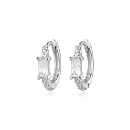 Suki Rectangular Diamond Hoop Earrings