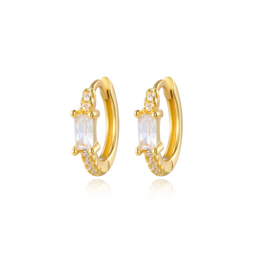 Suki Rectangular Diamond Hoop Earrings