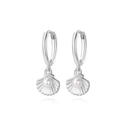 Sound of the Sea Shell Charm Hoop Earrings