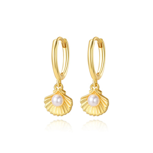 Sound of the Sea Shell Charm Hoop Earrings