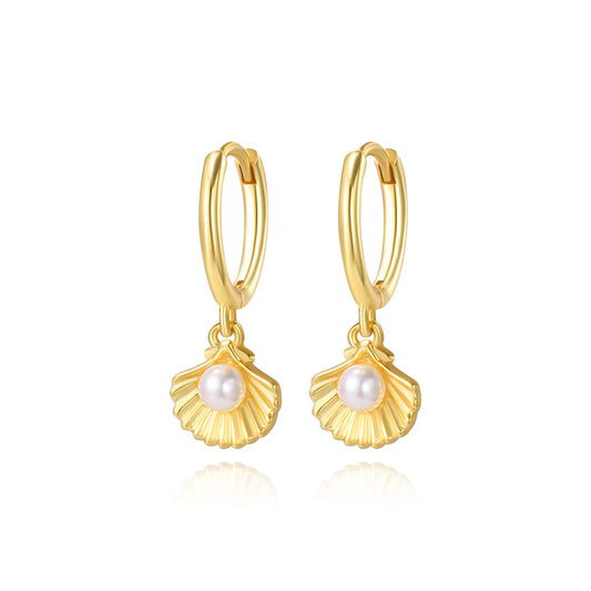 Sound of the Sea Shell Charm Hoop Earrings