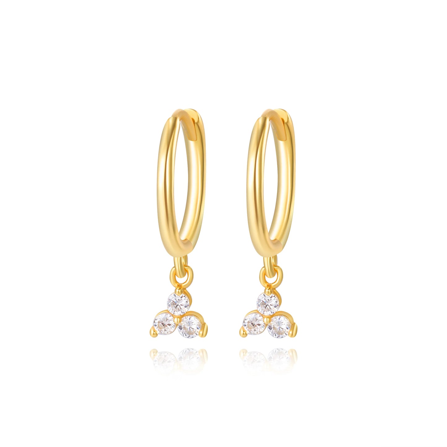 Yvette Trio Diamond Charm Hoop Earrings