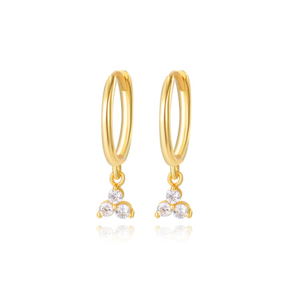 Yvette Trio Diamond Charm Hoop Earrings