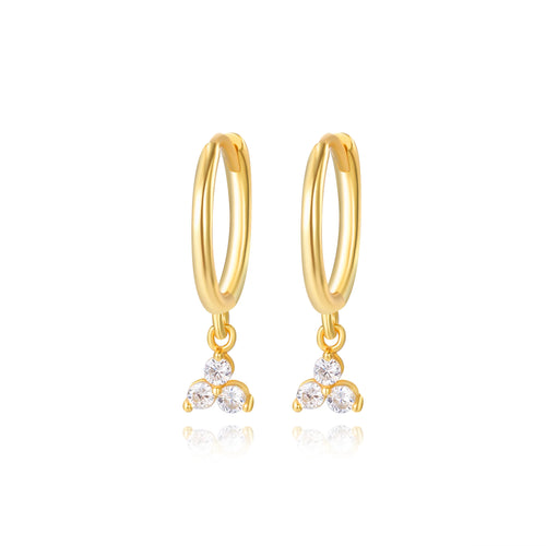 Yvette Trio Diamond Charm Hoop Earrings