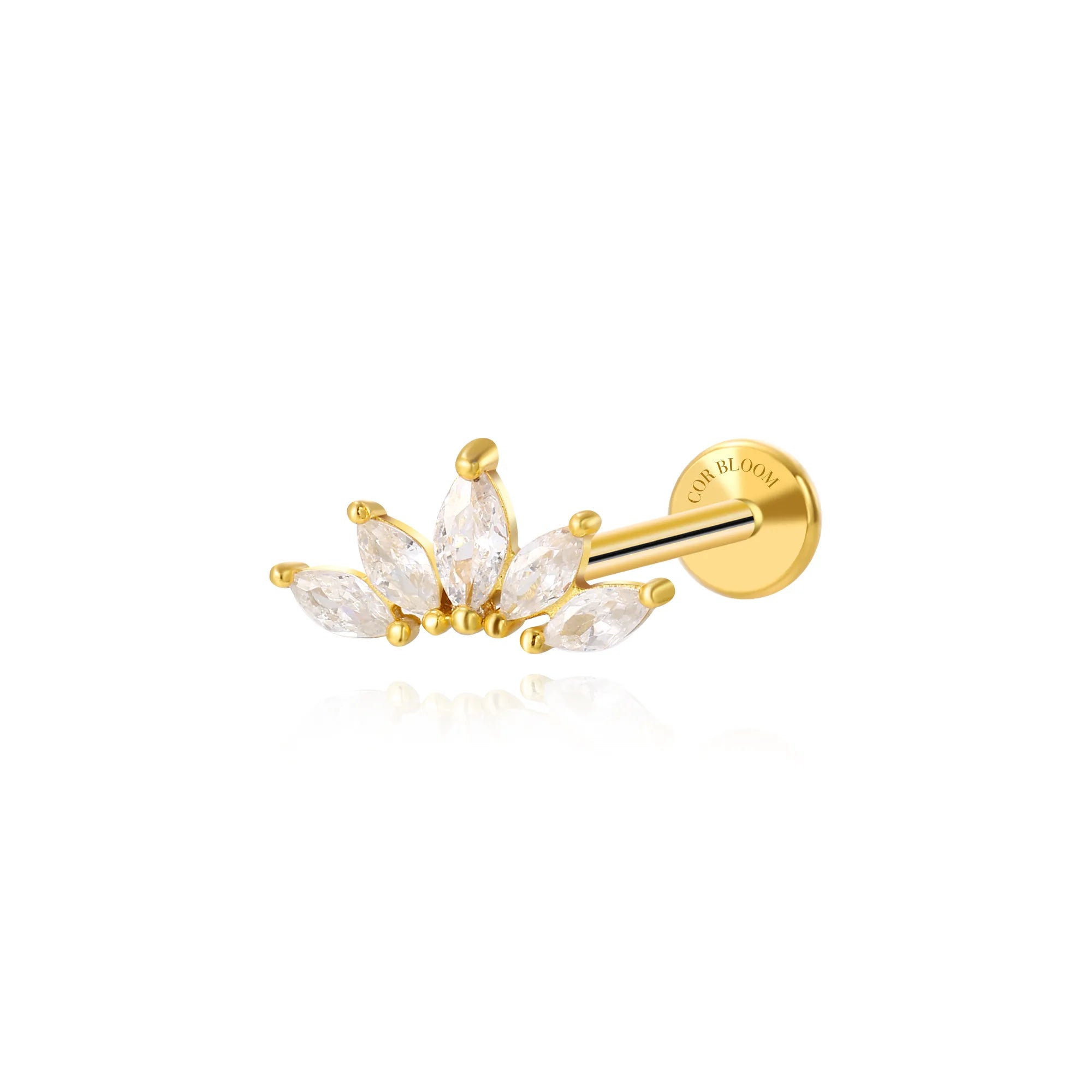 Faye Sparkling Five-Petal Flat Back Stud