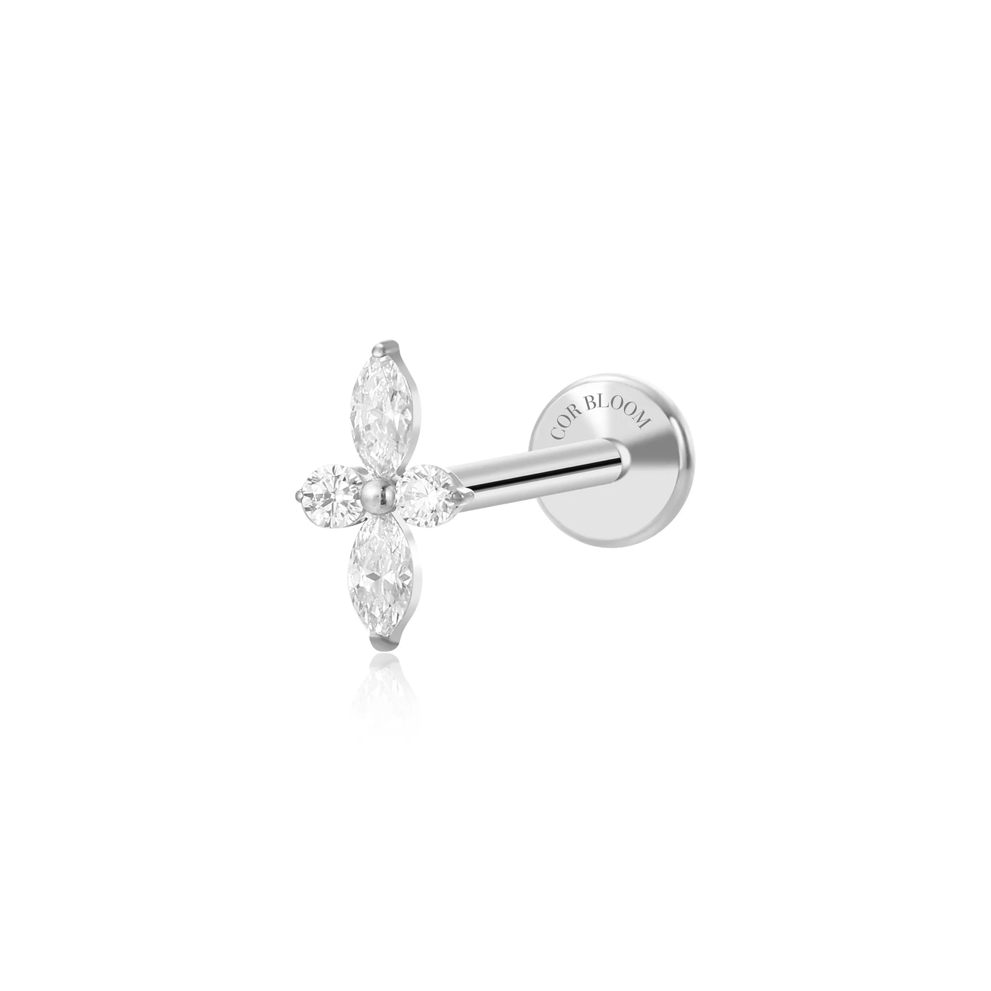 Titanium Guinevere Diamond Flower Flat Back Stud