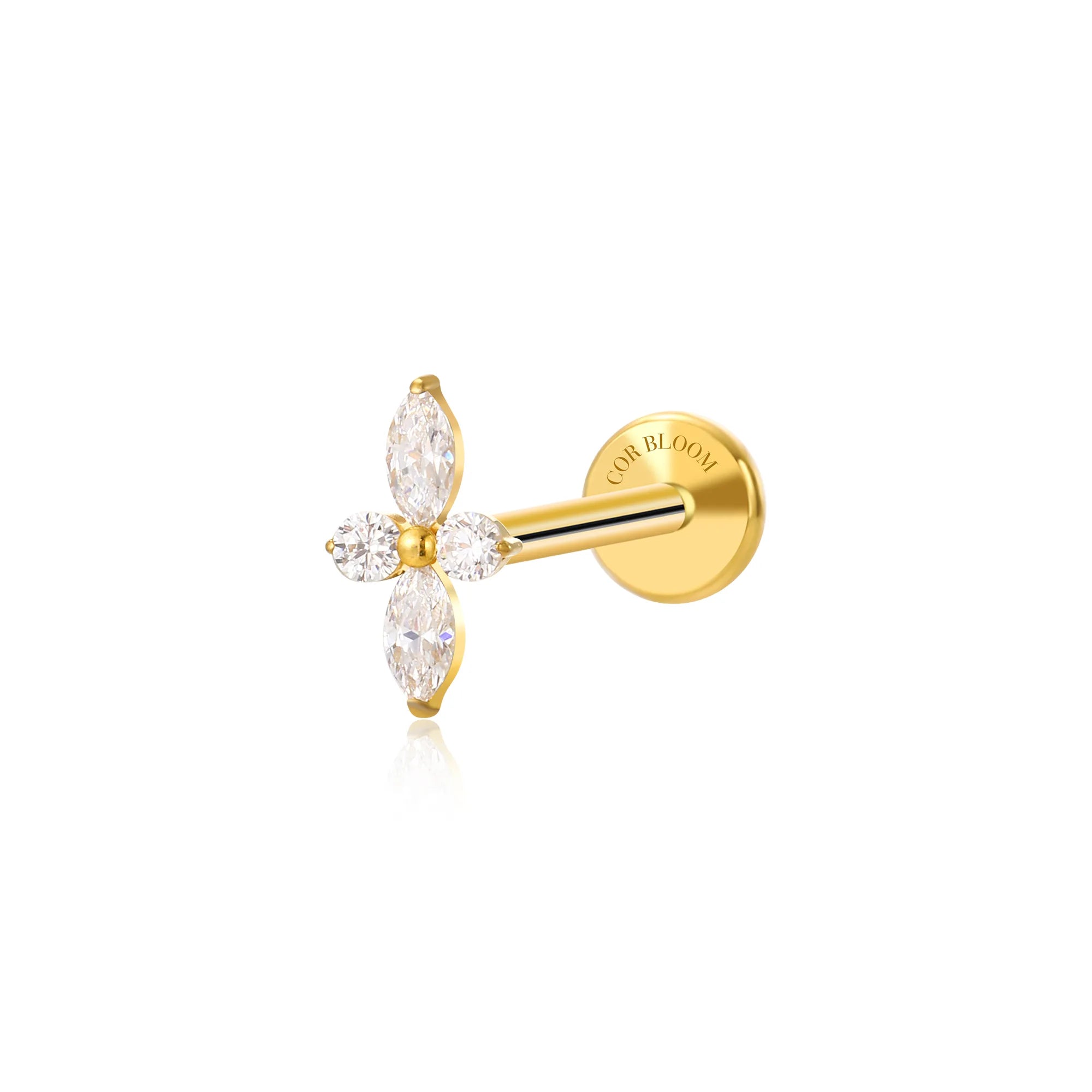 Titanium Guinevere Diamond Flower Flat Back Stud