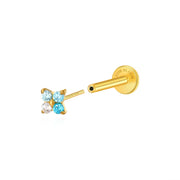 Titanium Aretha Gradient Aquamarine Push Pin Stud