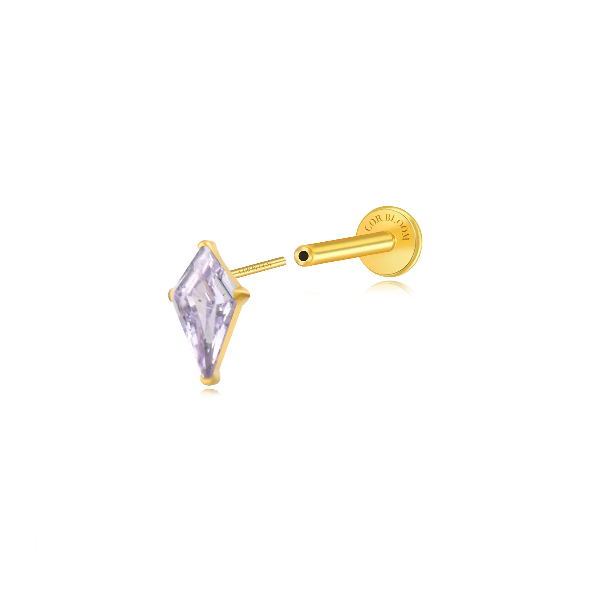 Titanium Minnie Kite-Cut Stone Flat Back Stud - Light Amethyst