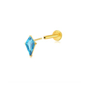 Titanium Minnie Kite-Cut Stone Flat Back Stud - Aquamarine