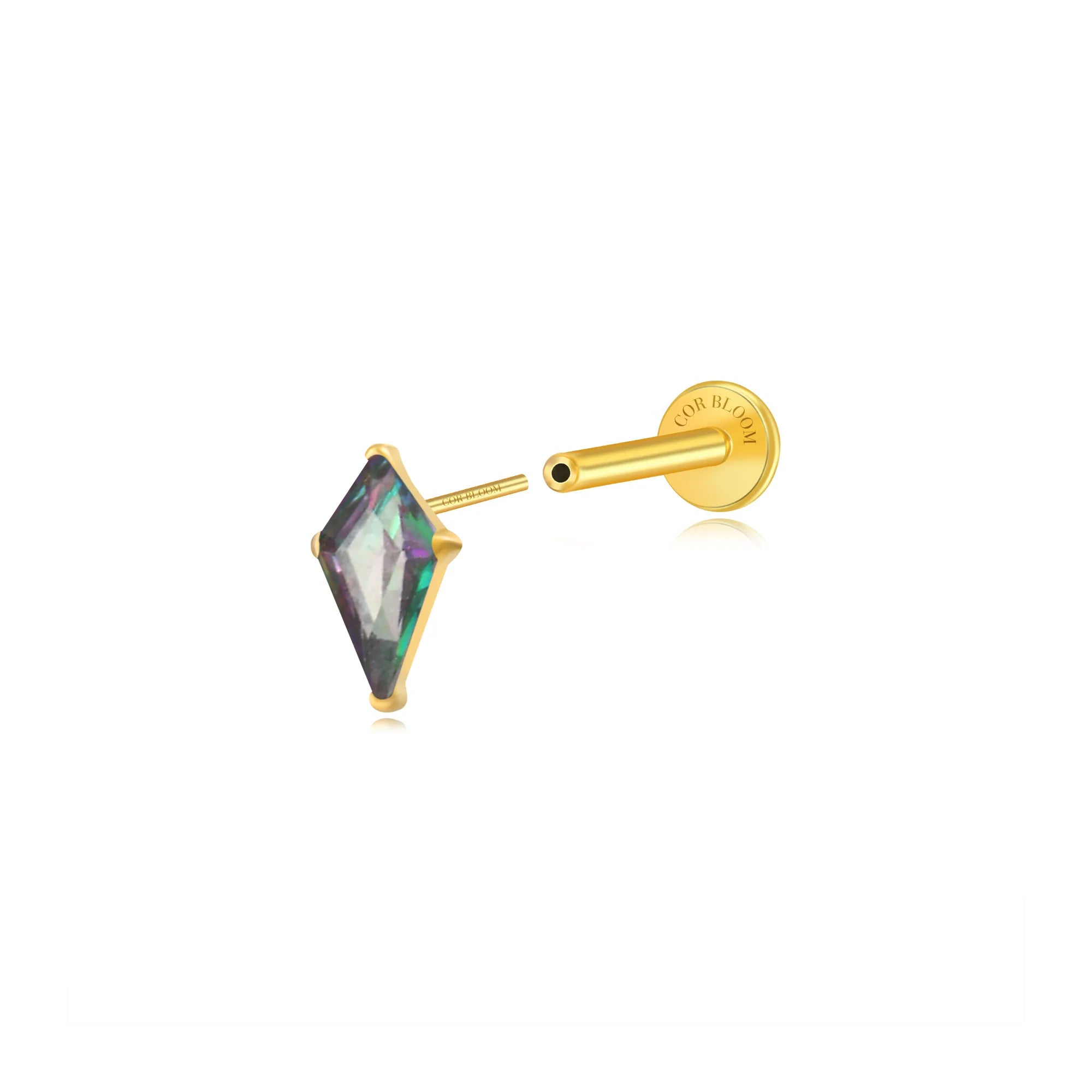 Titanium Minnie Kite-Cut Stone Flat Back Stud - Dark Iridescent