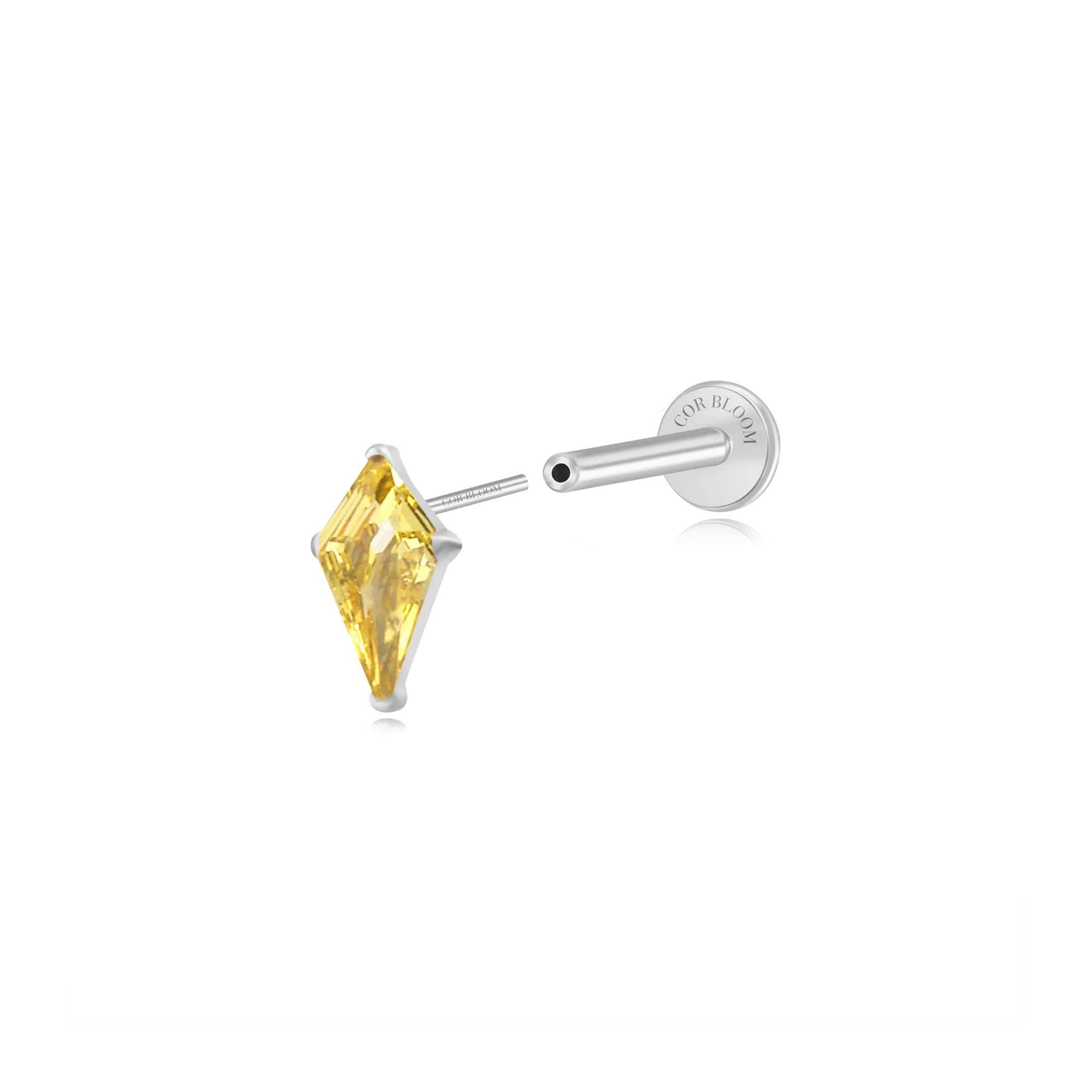 Titanium Minnie Kite-Cut Stone Flat Back Stud - Yellow Gold
