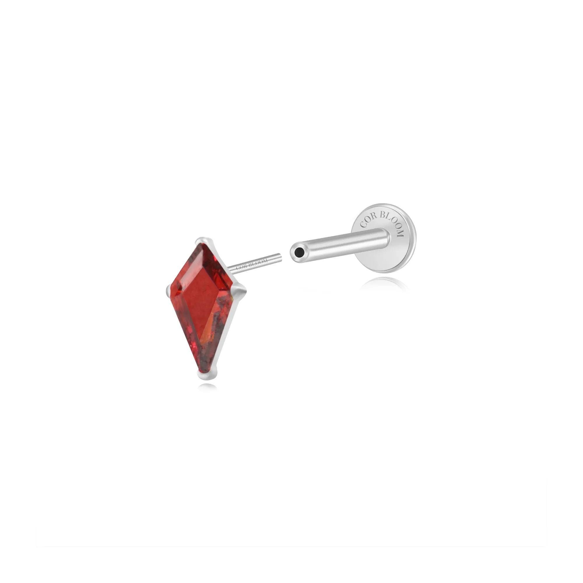 Titanium Minnie Kite-Cut Stone Flat Back Stud - Red Garnet