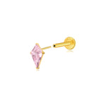 Titanium Minnie Kite-Cut Stone Flat Back Stud - Pink Tourmaline