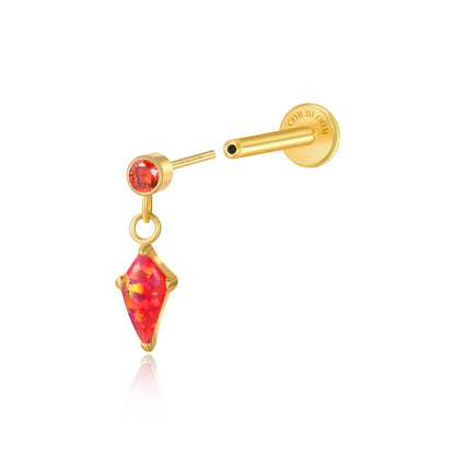 Titanium Kehlani Red Gemstone Kite Push Pin Stud