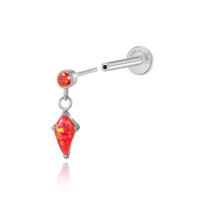 Titanium Kehlani Red Gemstone Kite Push Pin Stud