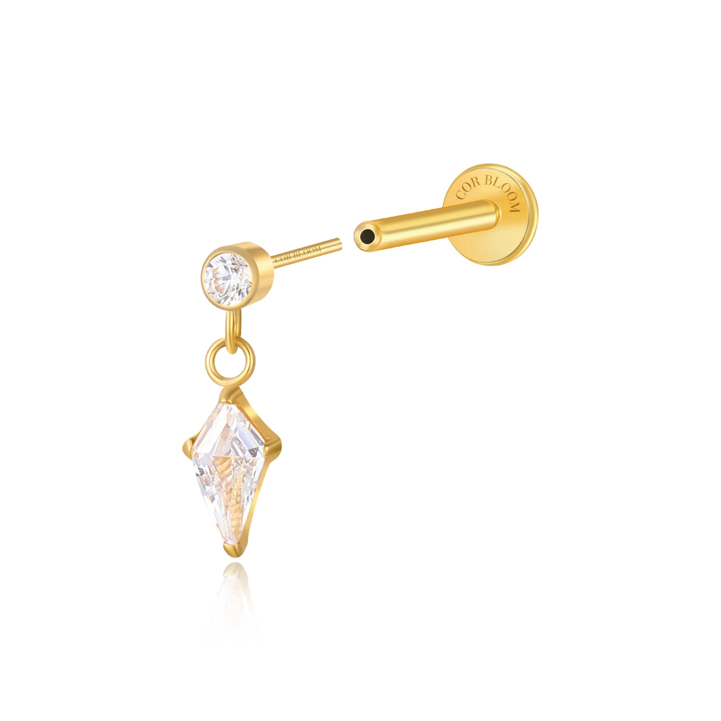 Titanium Kehlani Diamond Kite Push Pin Stud