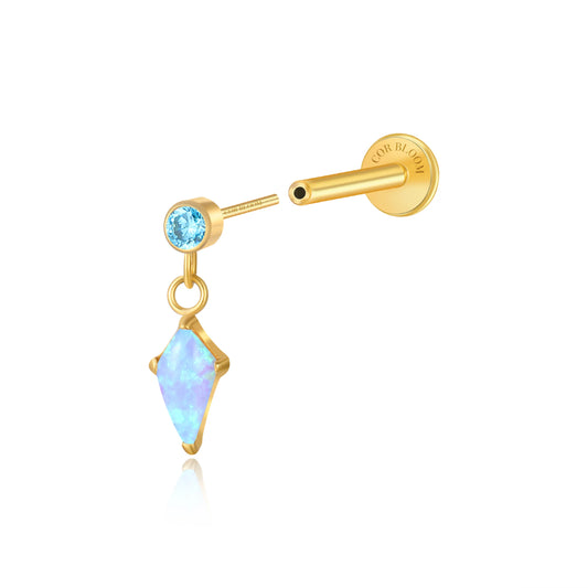 Titanium Kehlani Baby Blue Opal Kite Push Pin Stud