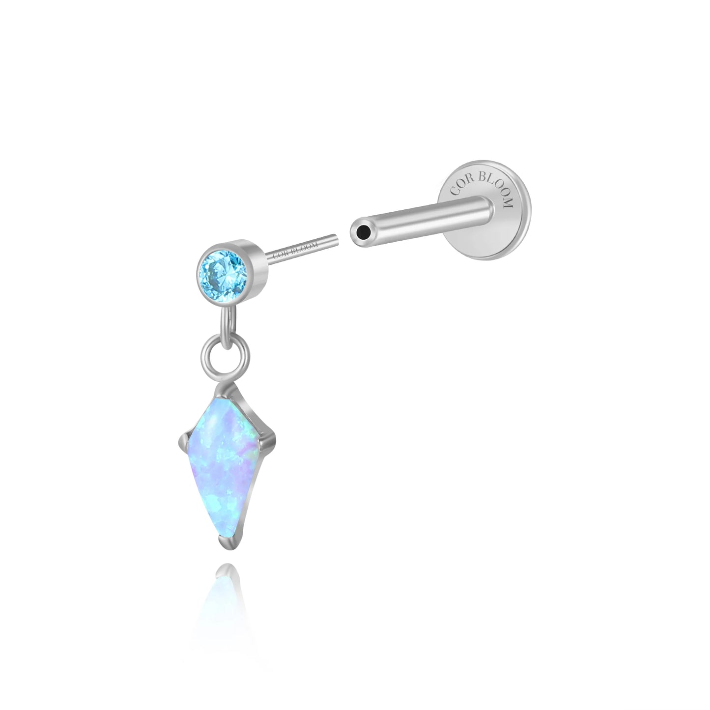 Titanium Kehlani Baby Blue Opal Kite Push Pin Stud