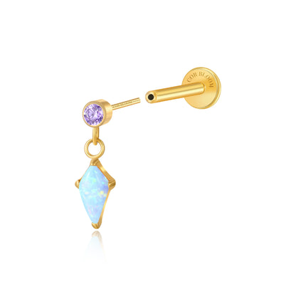 Titanium Kehlani Baby Blue Opal Kite Push Pin Stud