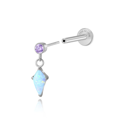 Titanium Kehlani Baby Blue Opal Kite Push Pin Stud