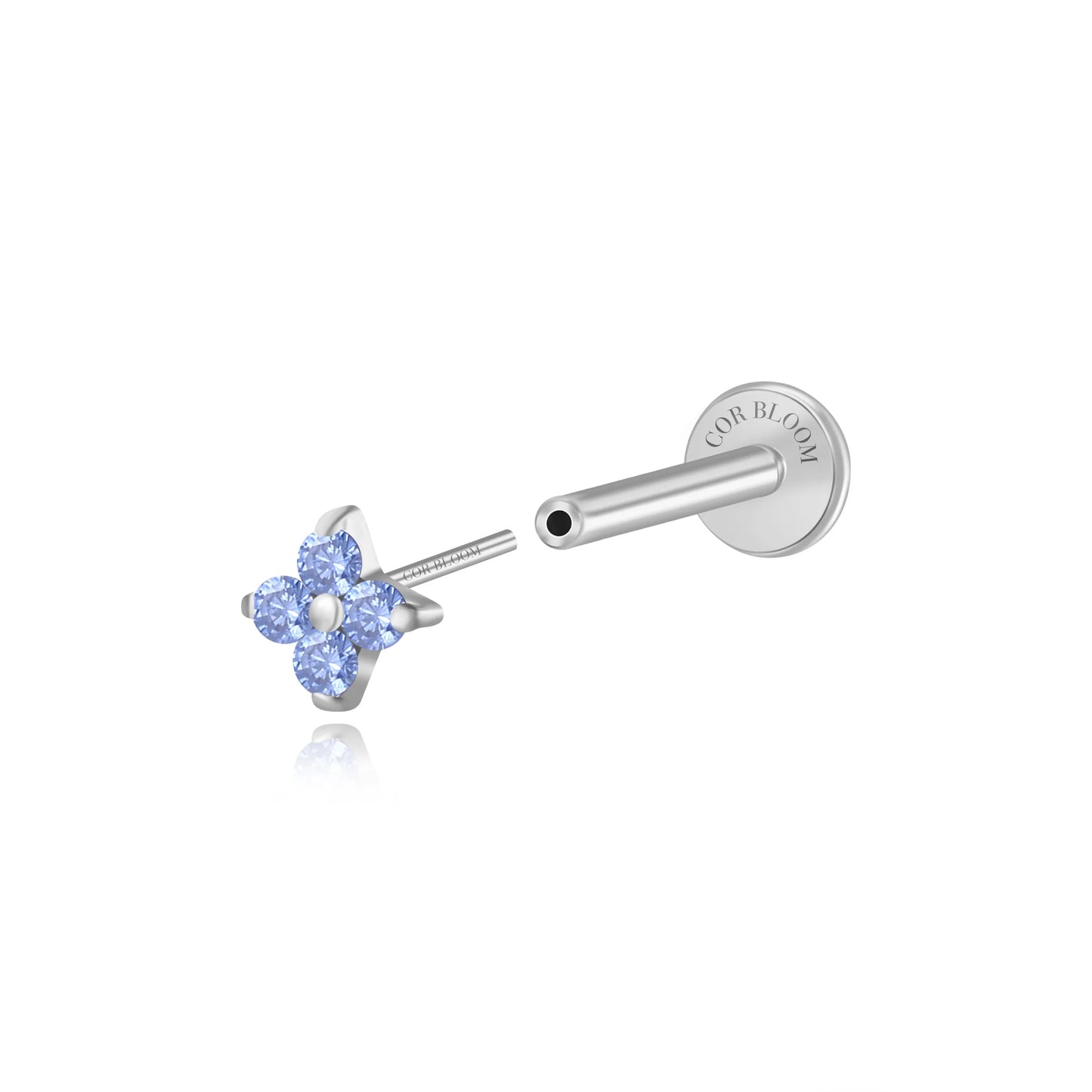 Titanium Aretha Small Tanzanite Four-Leaf Clover Stud