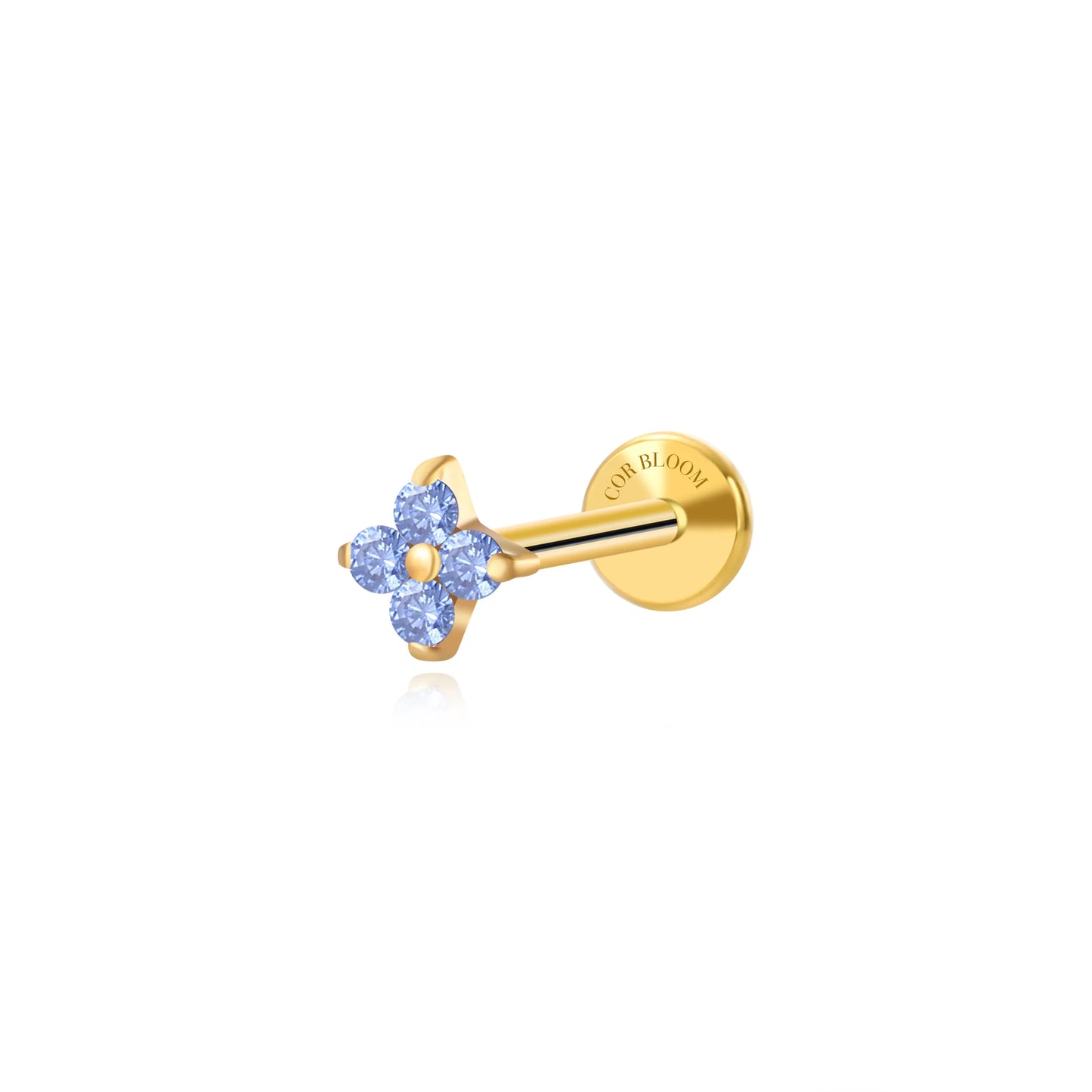 Titanium Aretha Small Tanzanite Four-Leaf Clover Stud