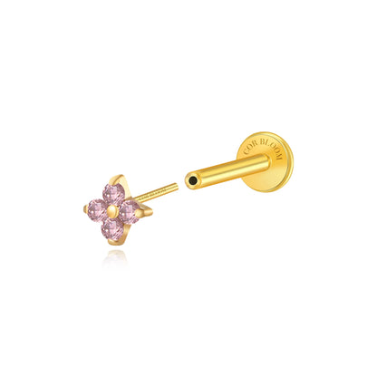 Titanium Aretha Small Rhodolite Four-Leaf Clover Stud