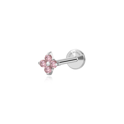 Titanium Aretha Small Rhodolite Four-Leaf Clover Stud