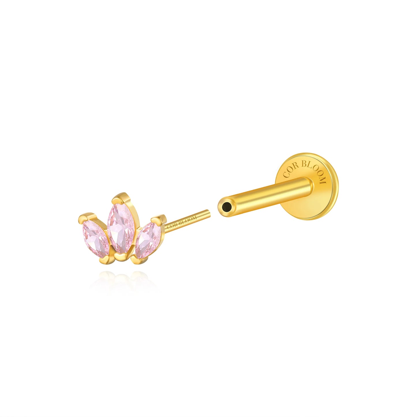 Myla Pinky Three-Petal Flat Back Stud