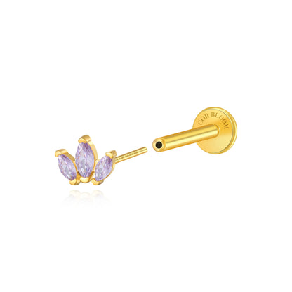 Myla Light Violet Three-Petal Flat Back Stud