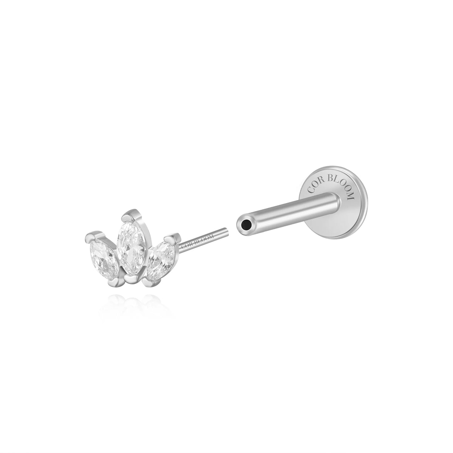 Myla Diamond Three-Petal Flat Back Stud