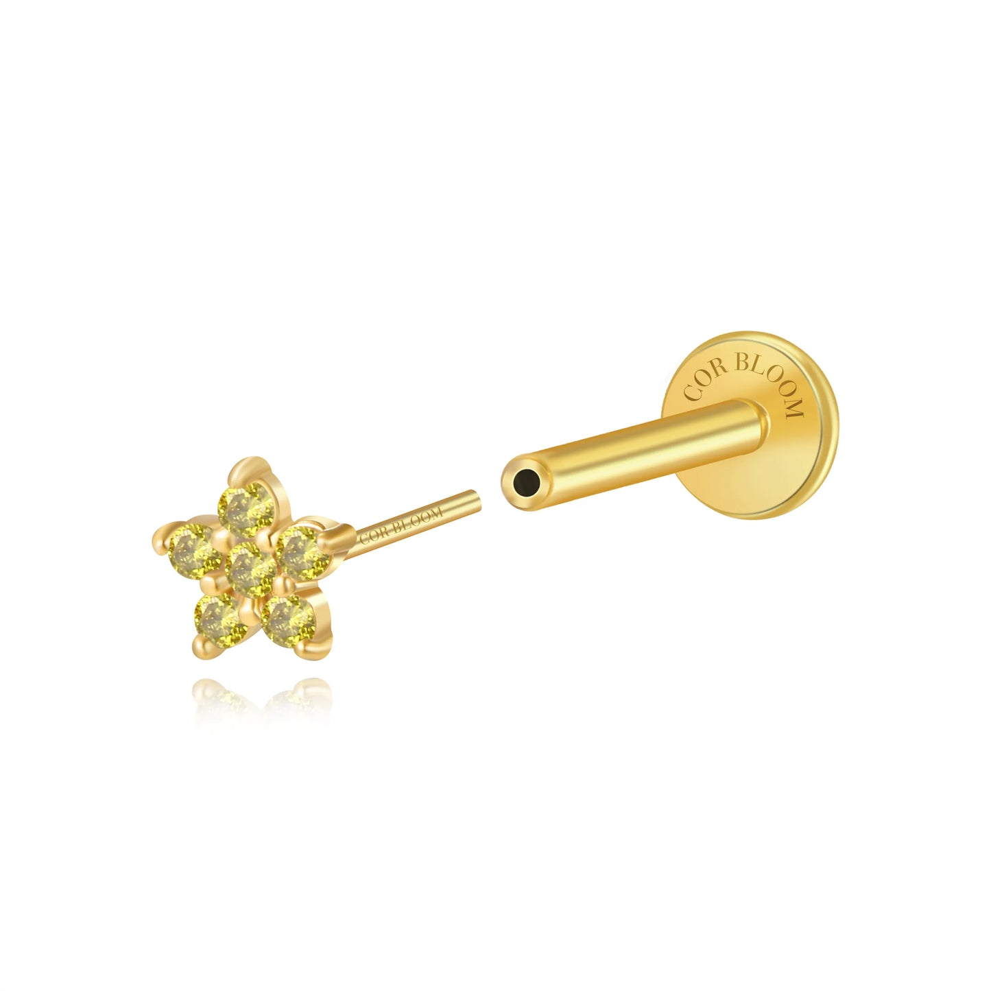 Peridot Jasmine Flower Flat Back Stud