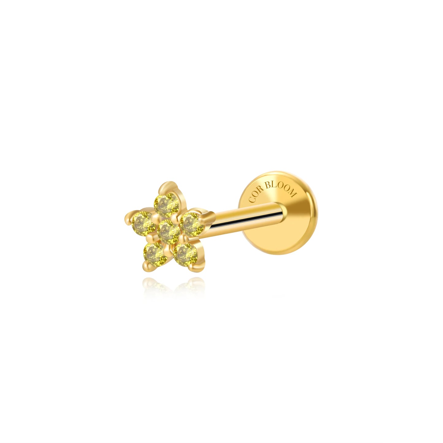 Peridot Jasmine Flower Flat Back Stud