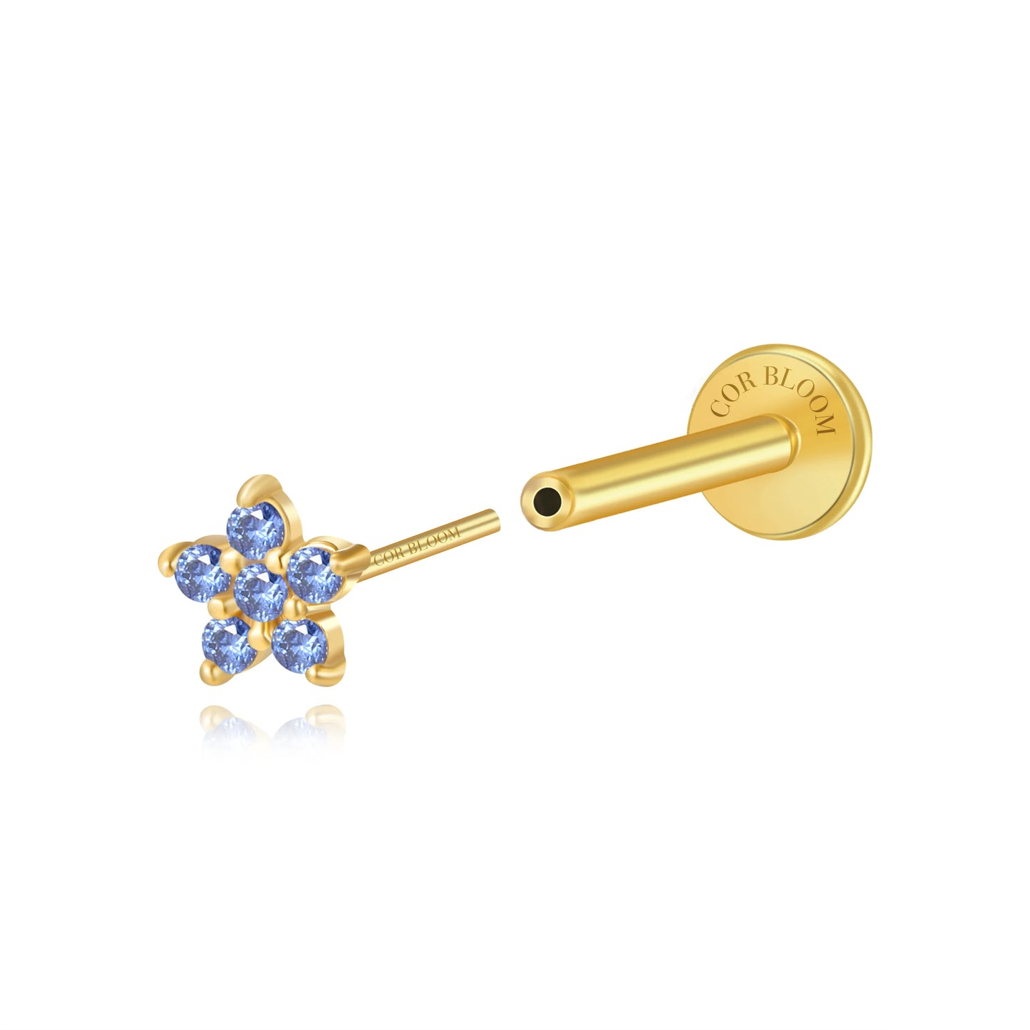 Tanzanite Jasmine Flower Flat Back Stud