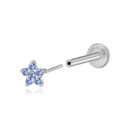 Tanzanite Jasmine Flower Flat Back Stud