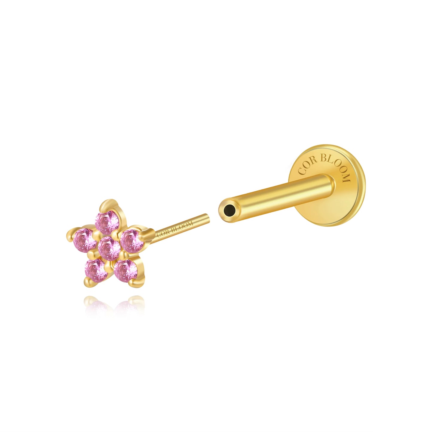 Ruby Jasmine Flower Flat Back Stud