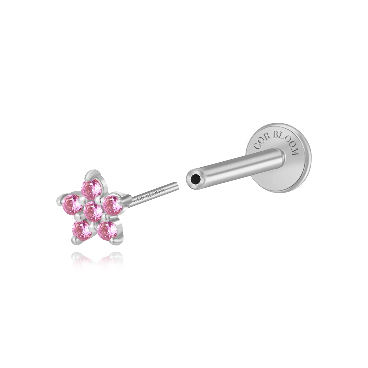 Ruby Jasmine Flower Flat Back Stud