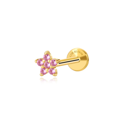 Ruby Jasmine Flower Flat Back Stud