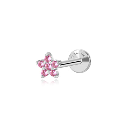 Ruby Jasmine Flower Flat Back Stud