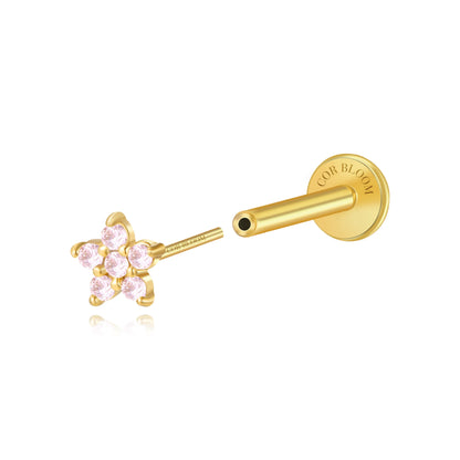 Pinky Jasmine Flower Flat Back Stud