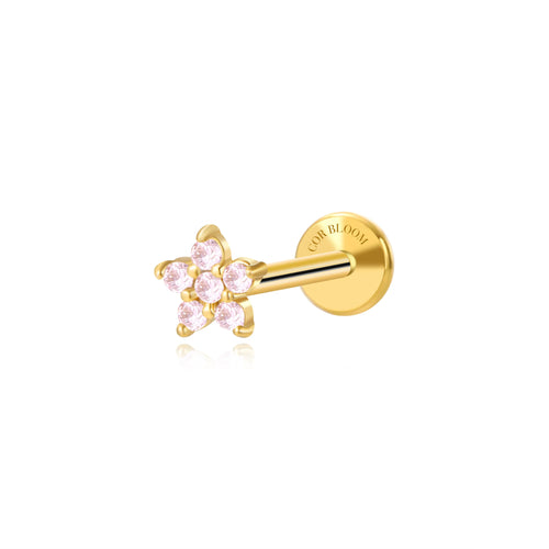 Pinky Jasmine Flower Flat Back Stud