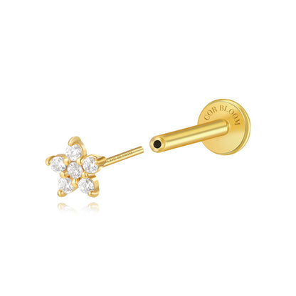 Diamond Jasmine Flower Flat Back Stud