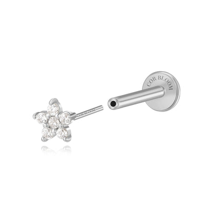 Diamond Jasmine Flower Flat Back Stud