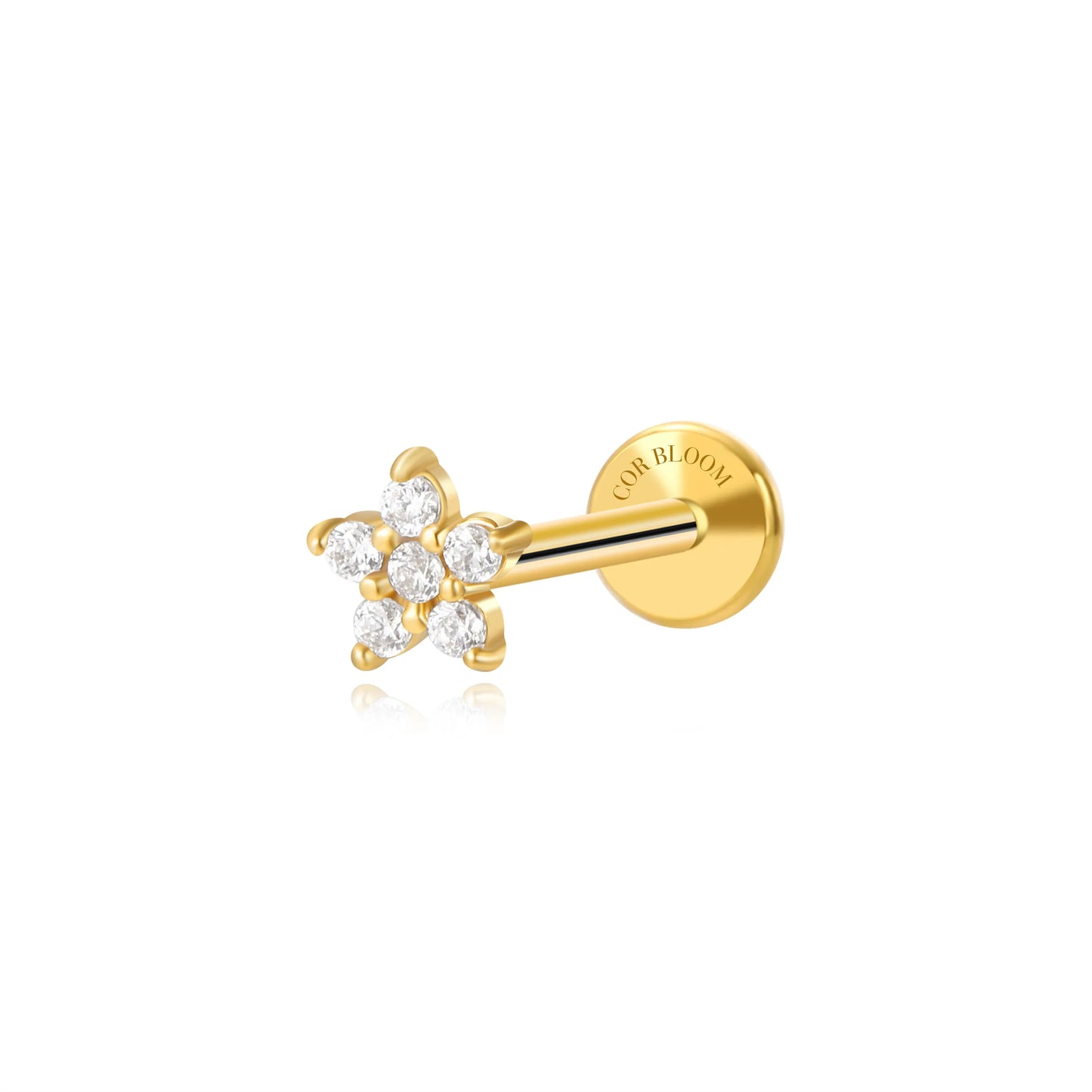 Diamond Jasmine Flower Flat Back Stud